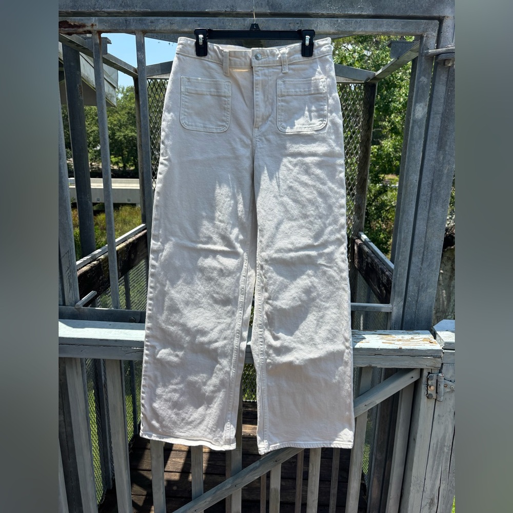 Free Assembly Off White Denim Wide Leg Jeans Women’s Size 10